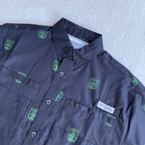 Austin FC Men's Small Shirt Columbia PFG Omni-Shade Short Sleeve Black Logos NWT